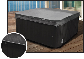 Dimension1 Spas Hot Tub Cover Gray with Smoke Cabinet Panels Rounded Corners