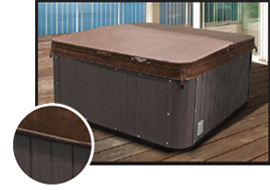 American Whirlpool Spas Hot Tub Cover Brown with Slate Cabinet Panels Rounded Corners