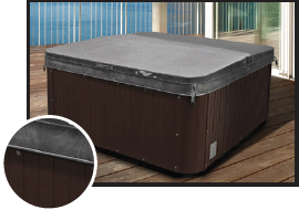 Superior Wellness Spas Hot Tub Cover Gray with Brown Cabinet Panels Rounded Corners