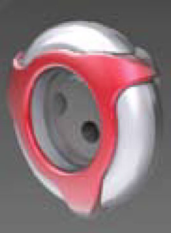 Quick Spa Parts - Hot Tub Jet Insert - Stainless, 3.5" Mfs, Red Maxi Swirl 