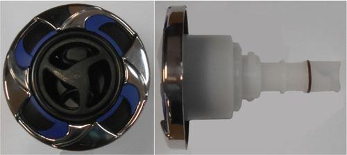 Quick Spa Parts - Hot Tub Jet Insert (3DR) 3" Velocity Int Bearingless Double Roto; Stainless Escutcheon ,Blue Insert, Black Flange, Black Cage, Black Eyeball (29930-191-400)