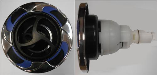 Quick Spa Parts - Hot Tub Jet Insert (5R) 5" Velocity Int Bearingless Roto; Stainless Escutcheon, Blue Insert, Black Flange, Black Cage, Black Eyeball (29950-081-400)