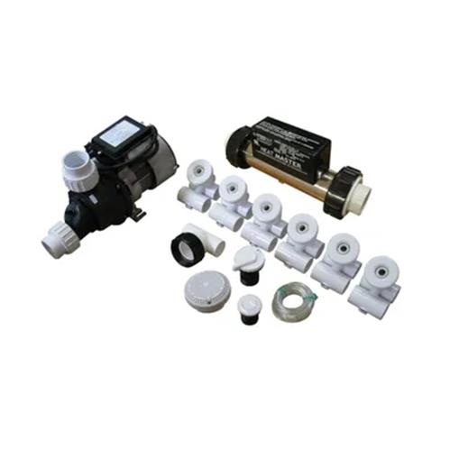 Quick Spa Parts - Hot Tub Plumbing Bath Kit, Pump, Jetted Tub Assembly Kit, Slimline, White w/0.75HP Bath Pump & In line Heater